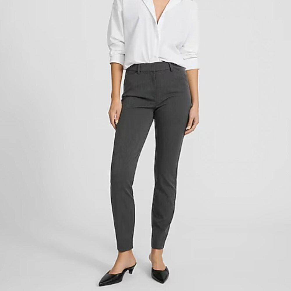 NWT Express Womens Editor High Waisted Skinny Pant Size 0 Heather Grey